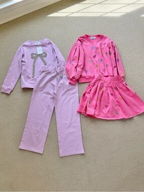 Lola + The Boys Purple Bow & Pink Hearts Matching Set